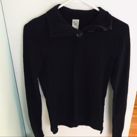 FREE PEOPLE We The Free Marigold Waffle Knit Thermal Turtle Top in Black XS - Picture 5 of 11